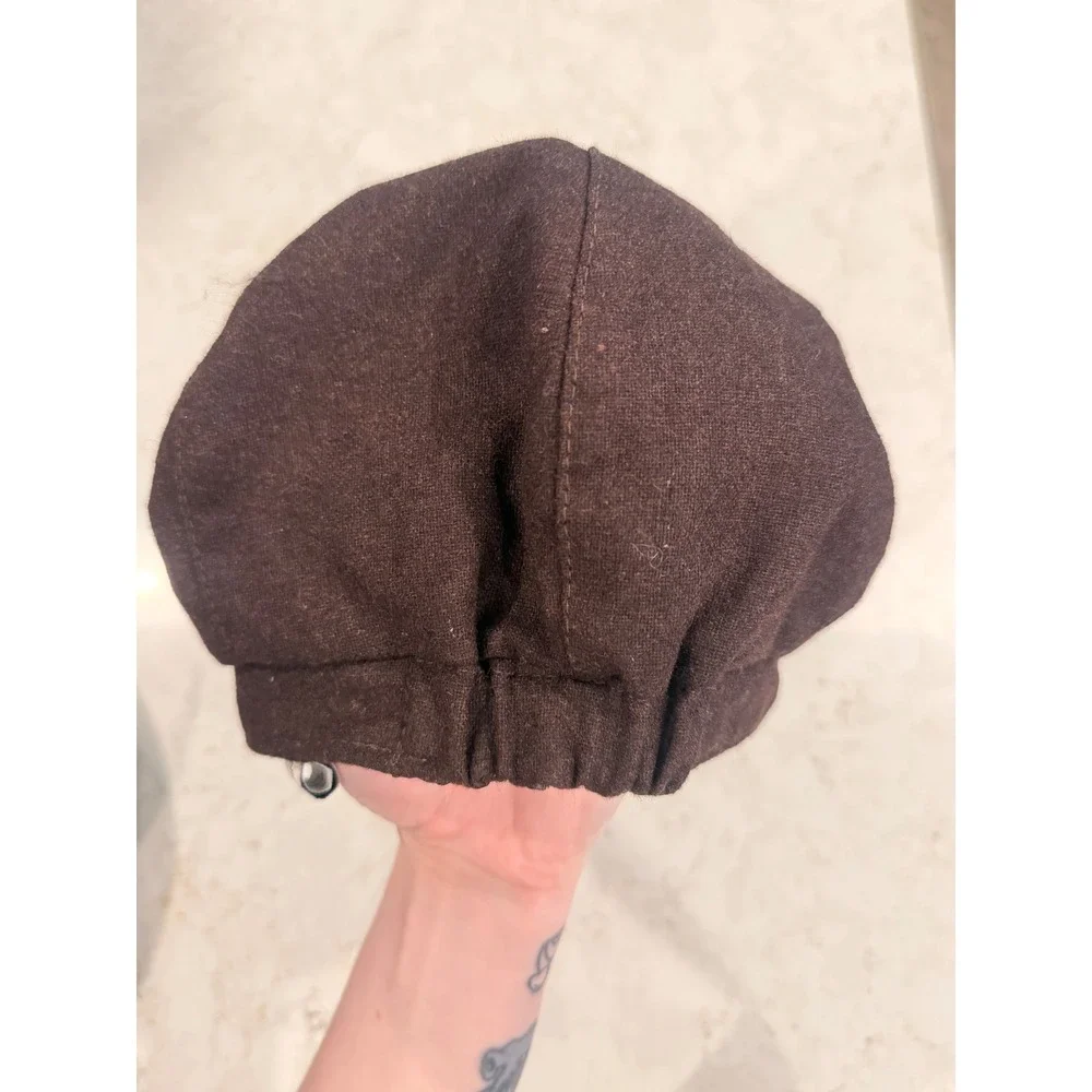 Nine West Brown Wool Blend Newsboy Hat Y2K Baker Boy Cabbie Cap Braided Trim